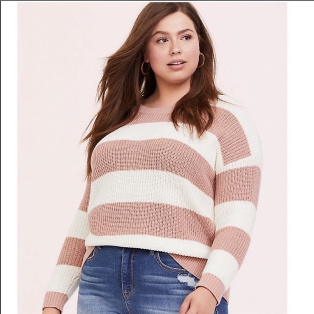 Torrid Striped blush pink & white sweater 4x